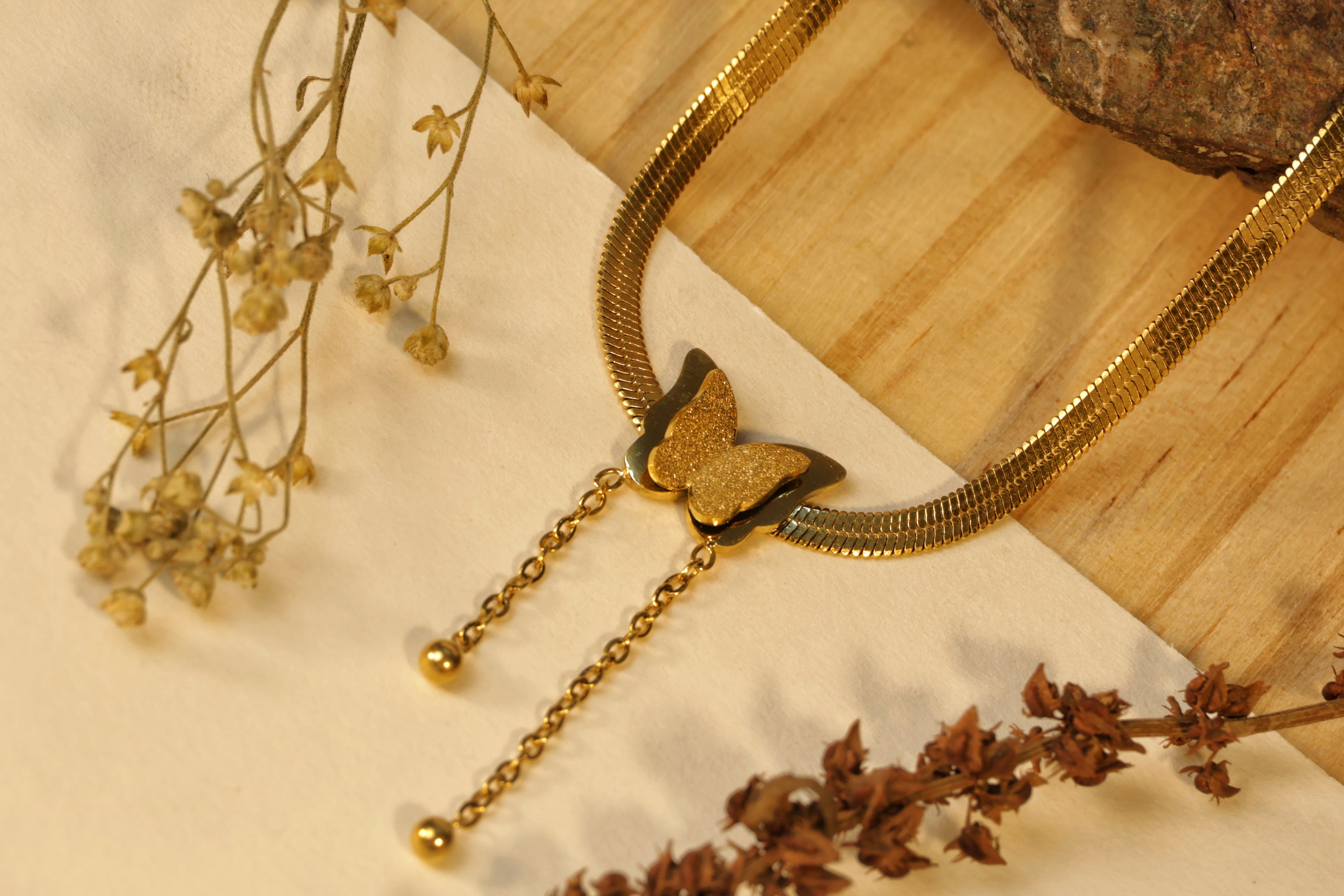 Butterfly Kiss Necklace - delicate gold chain with butterfly charm