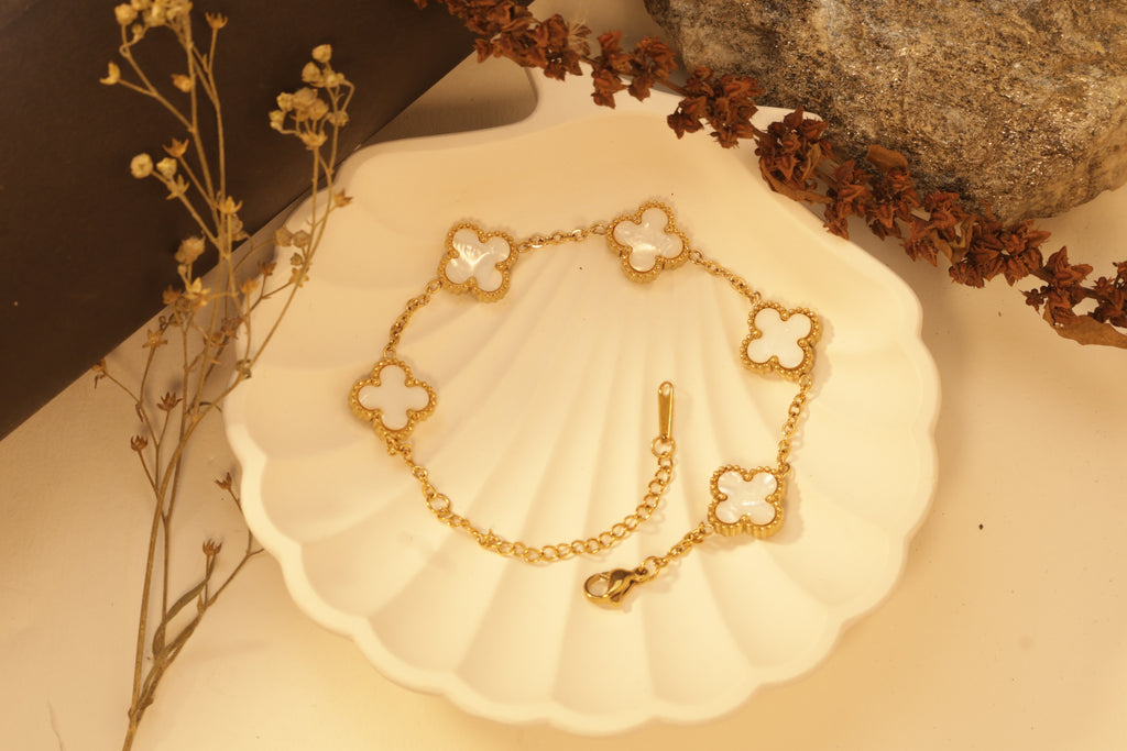 White Clover Charm Bracelet
