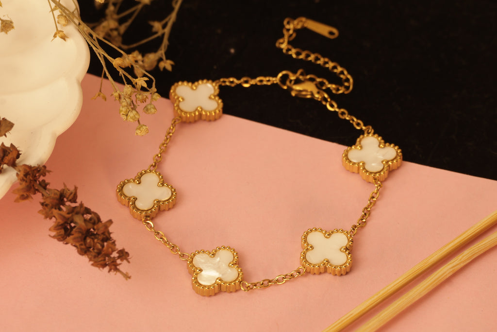 White Clover Charm Bracelet